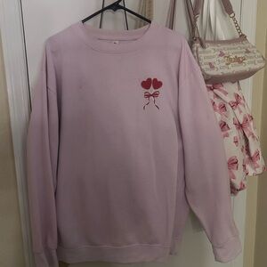 Pink Sweatshirt with Red Heart Design
